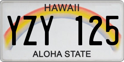 HI license plate YZY125