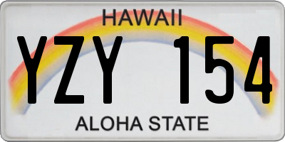 HI license plate YZY154