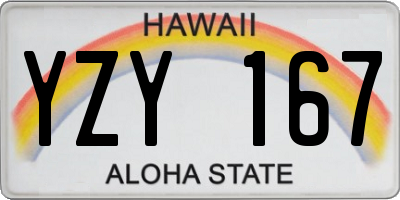 HI license plate YZY167