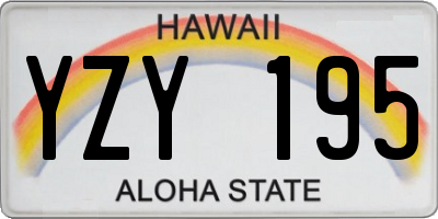 HI license plate YZY195