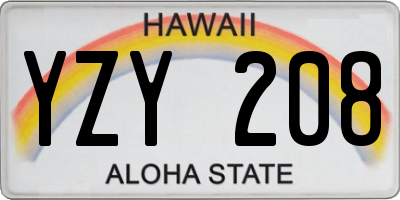 HI license plate YZY208