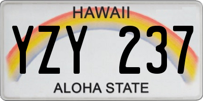 HI license plate YZY237