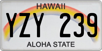 HI license plate YZY239