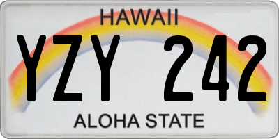 HI license plate YZY242