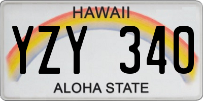 HI license plate YZY340