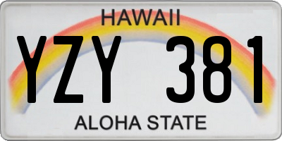 HI license plate YZY381