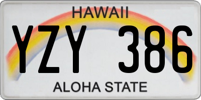 HI license plate YZY386