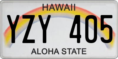 HI license plate YZY405