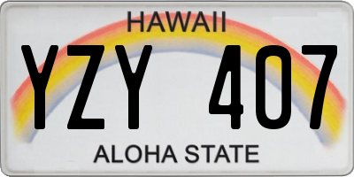 HI license plate YZY407