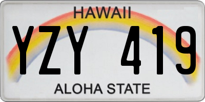 HI license plate YZY419