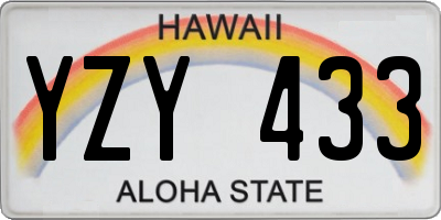 HI license plate YZY433