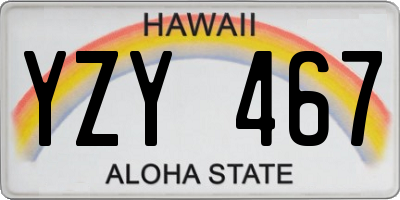 HI license plate YZY467