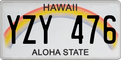 HI license plate YZY476