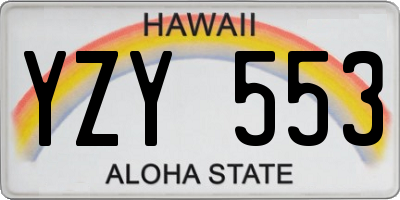 HI license plate YZY553