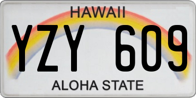 HI license plate YZY609