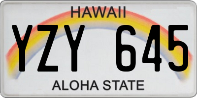 HI license plate YZY645