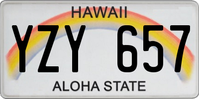 HI license plate YZY657