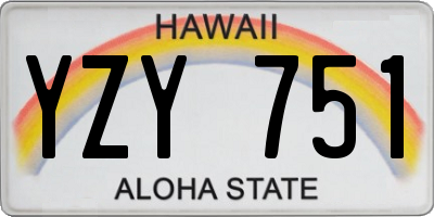HI license plate YZY751