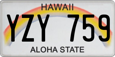 HI license plate YZY759