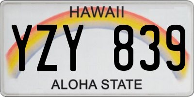 HI license plate YZY839