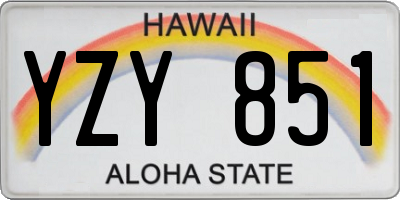 HI license plate YZY851