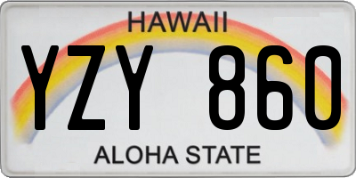 HI license plate YZY860