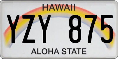 HI license plate YZY875