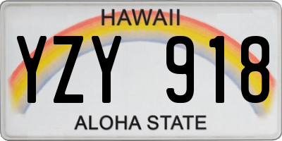 HI license plate YZY918