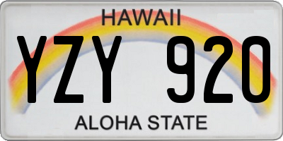 HI license plate YZY920