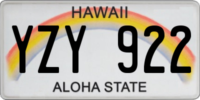 HI license plate YZY922
