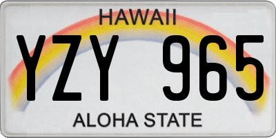 HI license plate YZY965