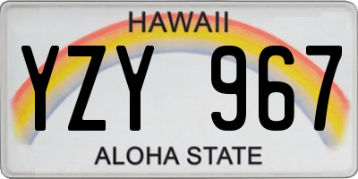 HI license plate YZY967