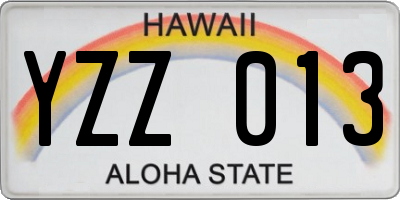 HI license plate YZZ013