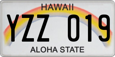 HI license plate YZZ019