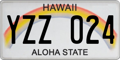 HI license plate YZZ024