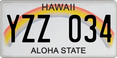 HI license plate YZZ034