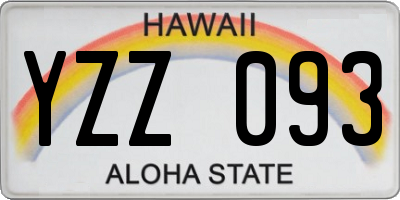 HI license plate YZZ093