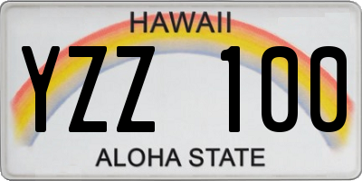 HI license plate YZZ100