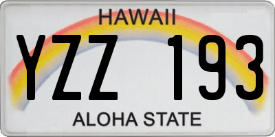 HI license plate YZZ193
