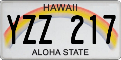 HI license plate YZZ217