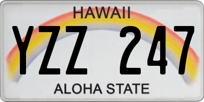 HI license plate YZZ247