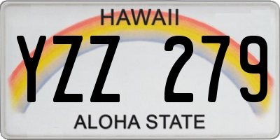 HI license plate YZZ279
