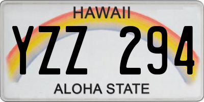 HI license plate YZZ294