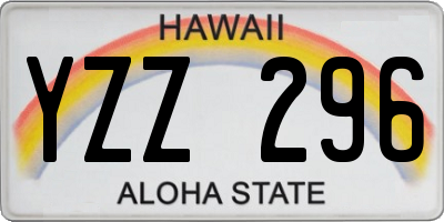 HI license plate YZZ296