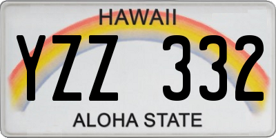 HI license plate YZZ332