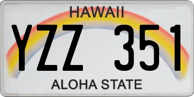 HI license plate YZZ351