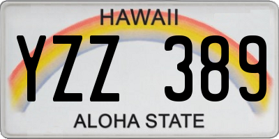 HI license plate YZZ389