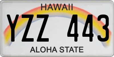 HI license plate YZZ443