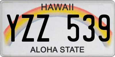 HI license plate YZZ539