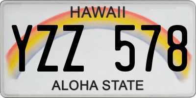 HI license plate YZZ578